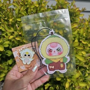 Cute Character Keychain and Pin Set